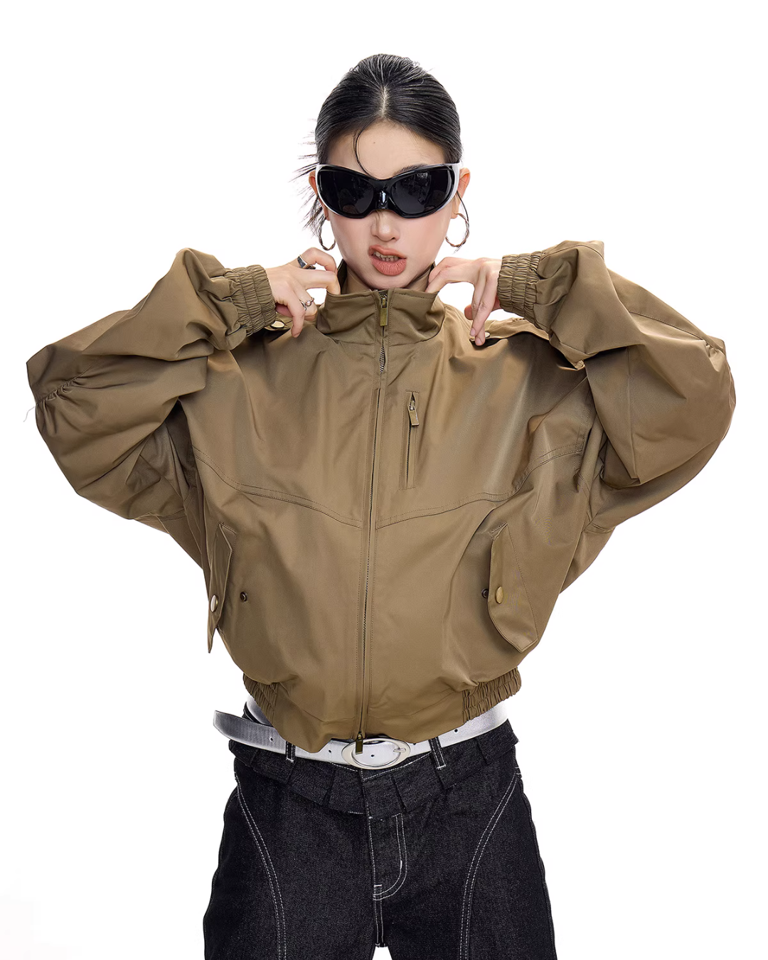 Stand Collar Cropped Jacket ICM0087