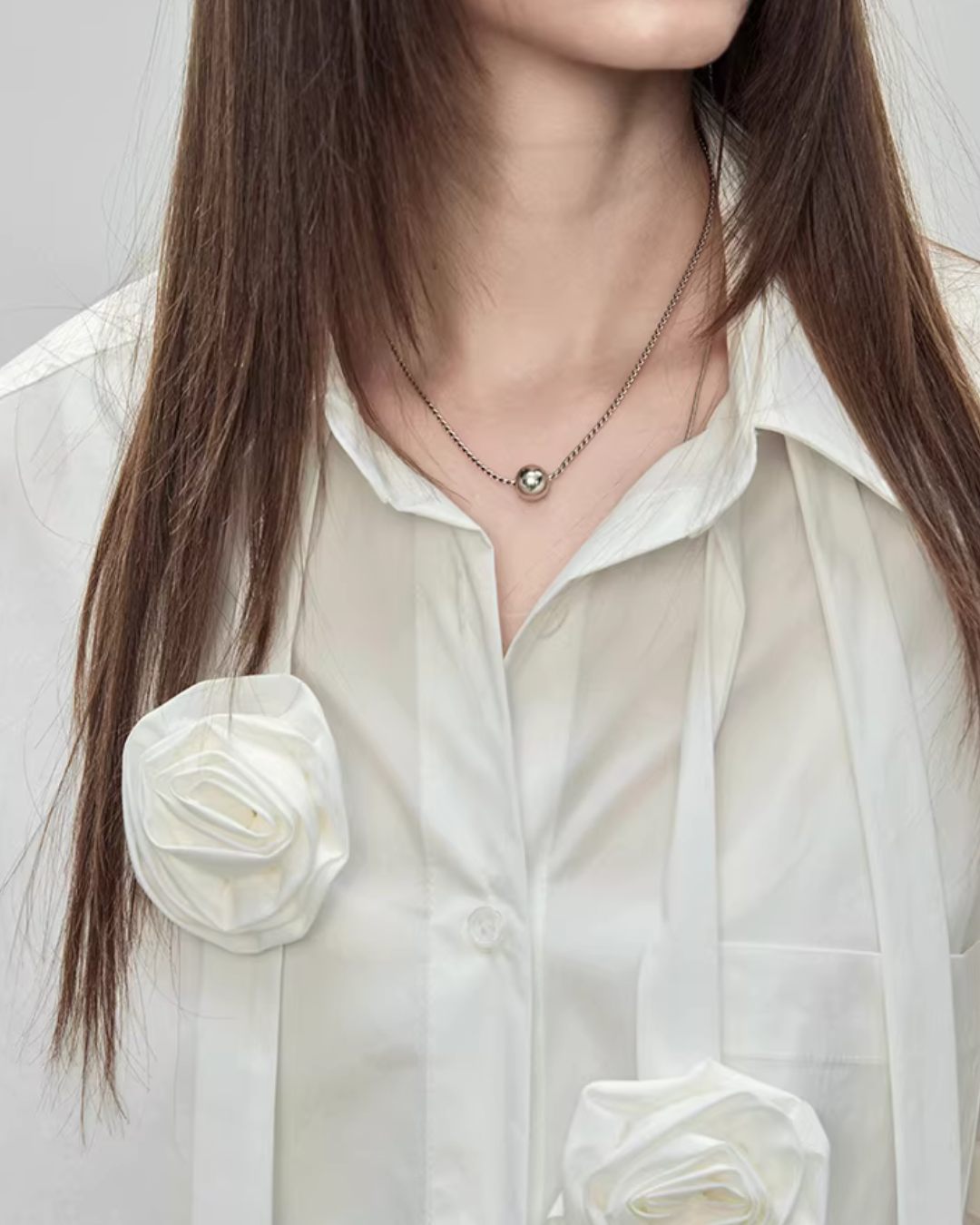 Ribbon Design Handmade Flower Shirt TEO0001