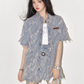 Fringe Retro Denim Shirt / Denim Mini Skirt EPU0013