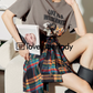 American Printed T-Shirt Check Skirt LLA0215