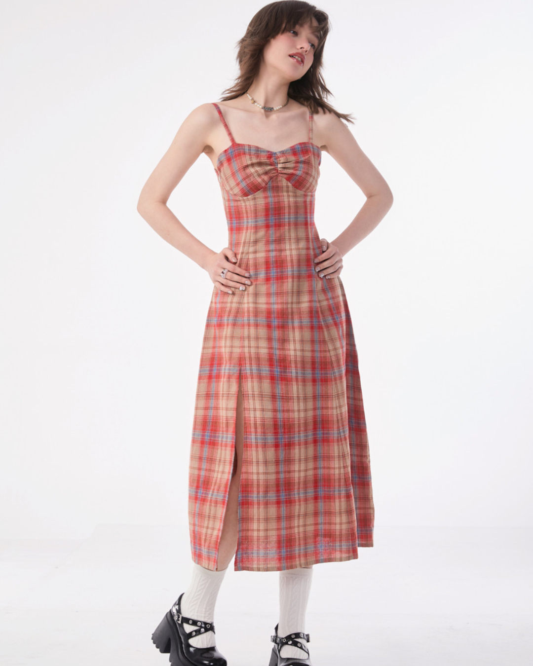 Retro Plaid Camisole Dress ZZF0199