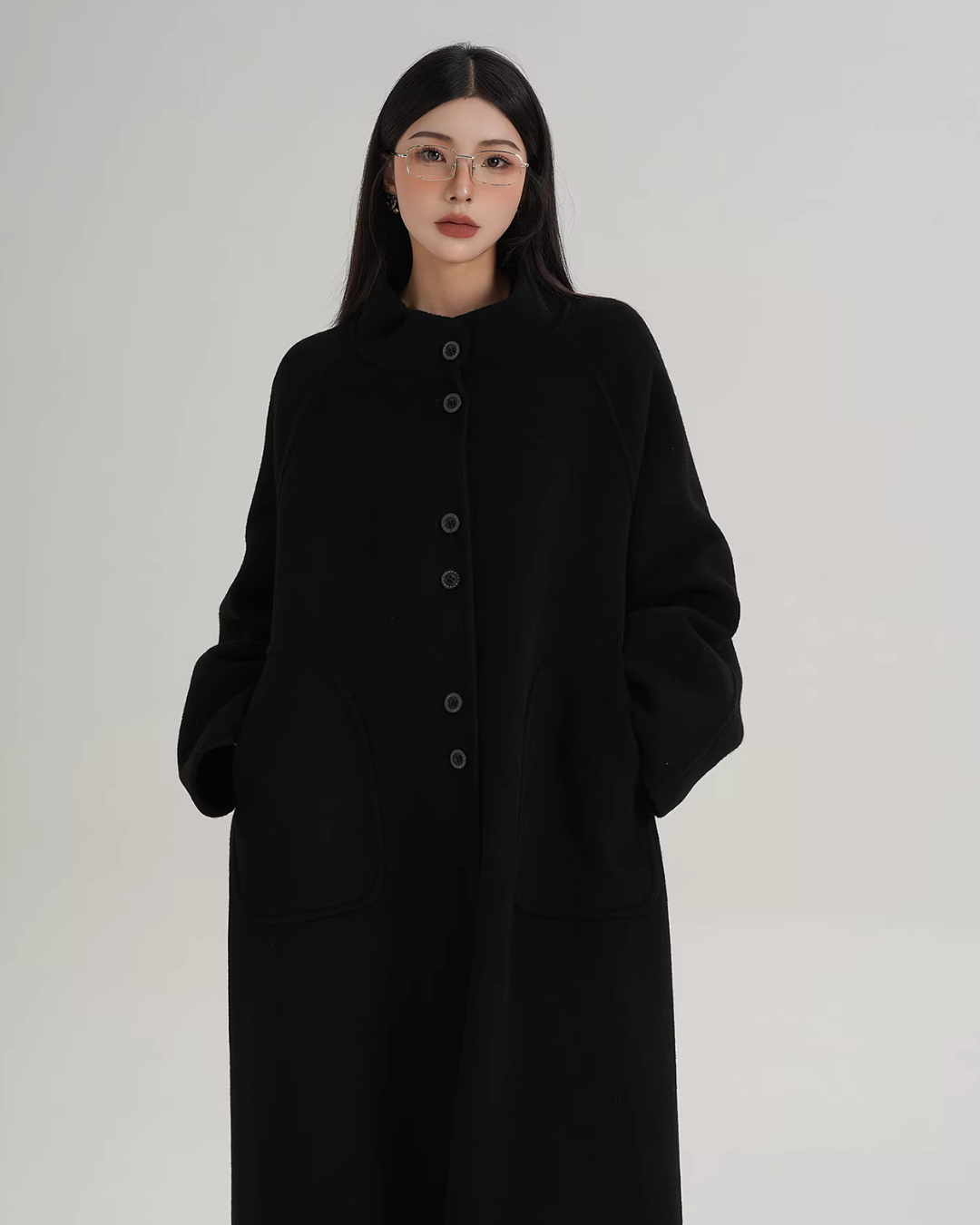 Mock Neck Long Coat SRS0407