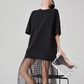 Black Patchwork Mesh T-Shirt Dress FER0055