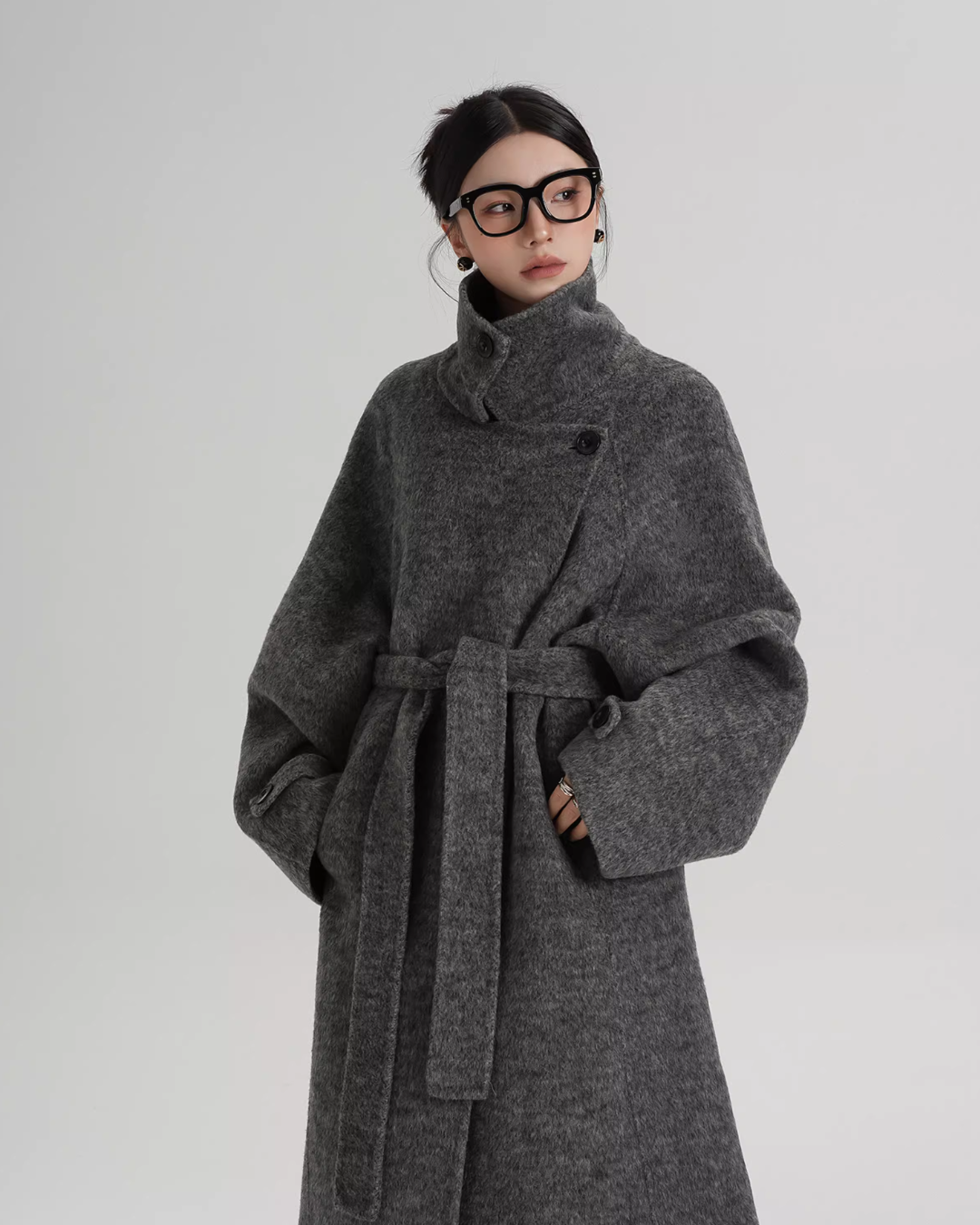 Stand Collar Long Loose Wool Coat SRS0361