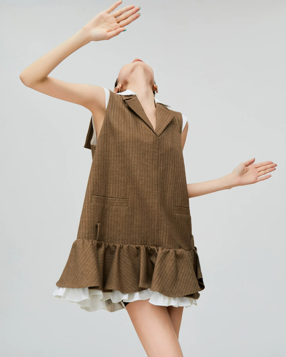 Tailored Collar Vest Dress FER0317