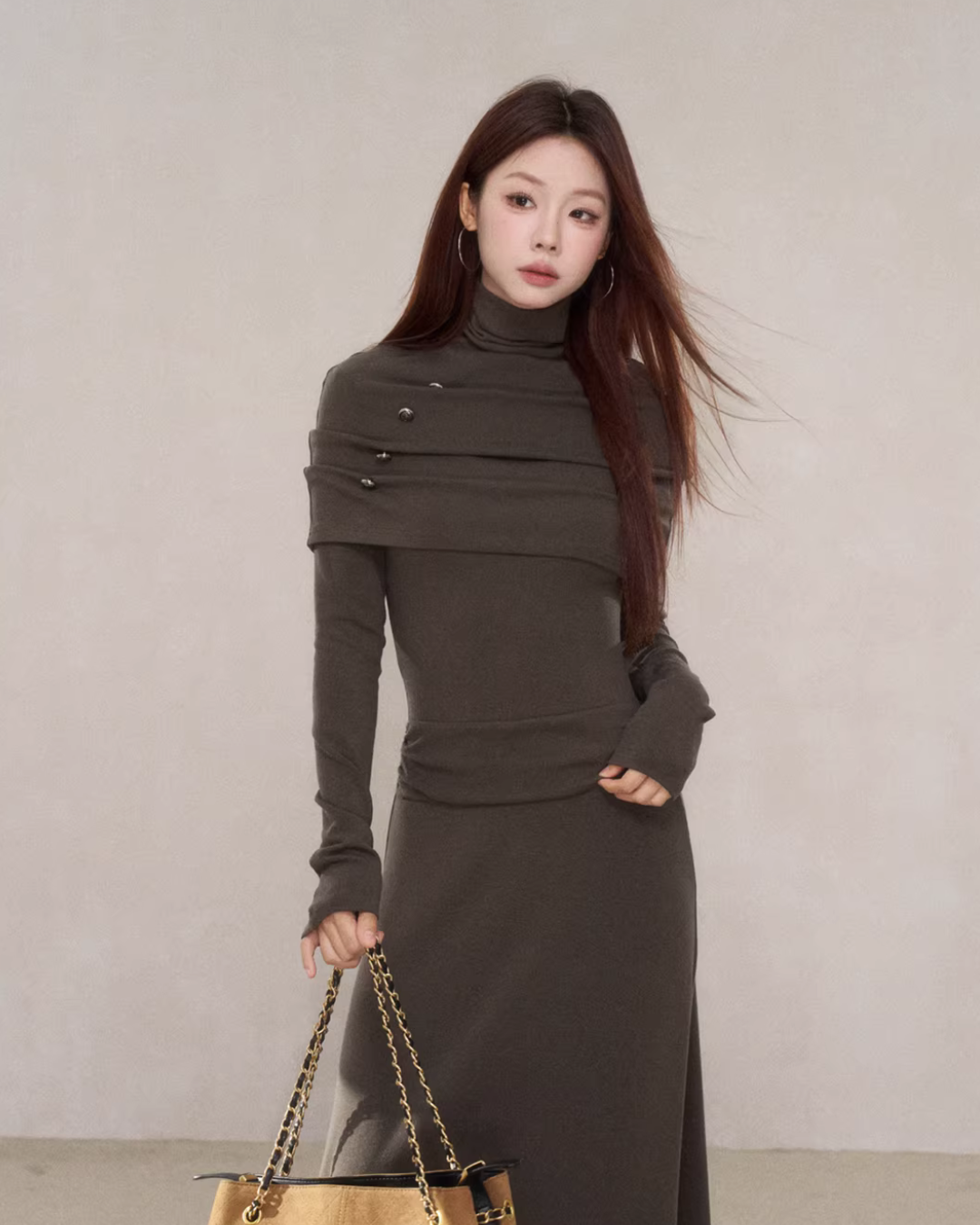 Drapey Long Sleeve Dress WDB0011