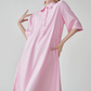 Pink Short-Sleeve Shirt Dress FER0175