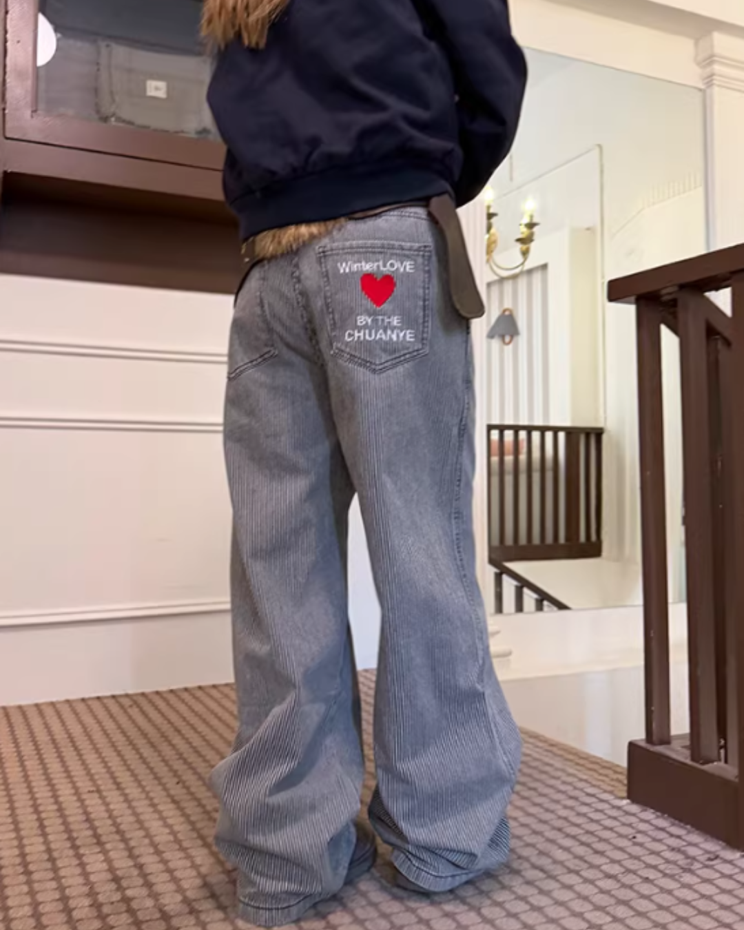Pinstripe Wide Denim Pants CYE0100