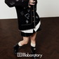 V-Neck Knit Cardigan / Leather Mini Skirt LLA0526