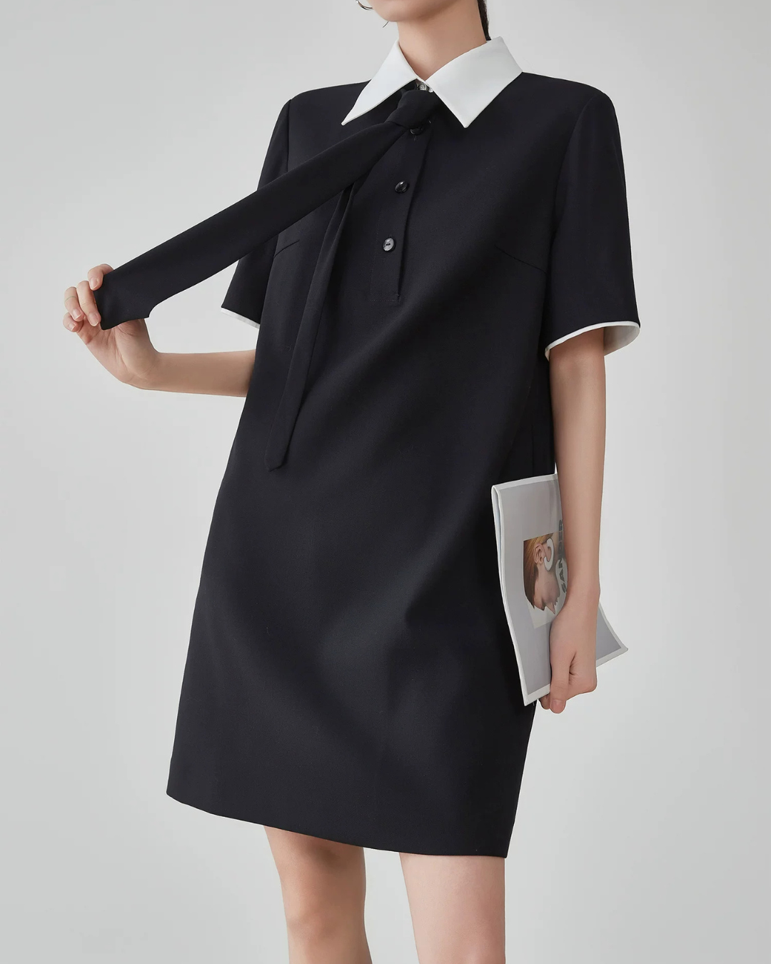 Necktie Cleric Mini Dress FER0203