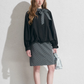 Ribbon Collar Long-Sleeve Blouse / Polka Dot Skirt NEP0002