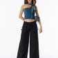 Cropped Denim Halter Neck Tops VSE0058