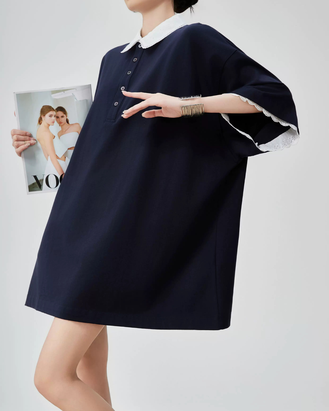 Two-Tone Polo Shirt Dress FER0226