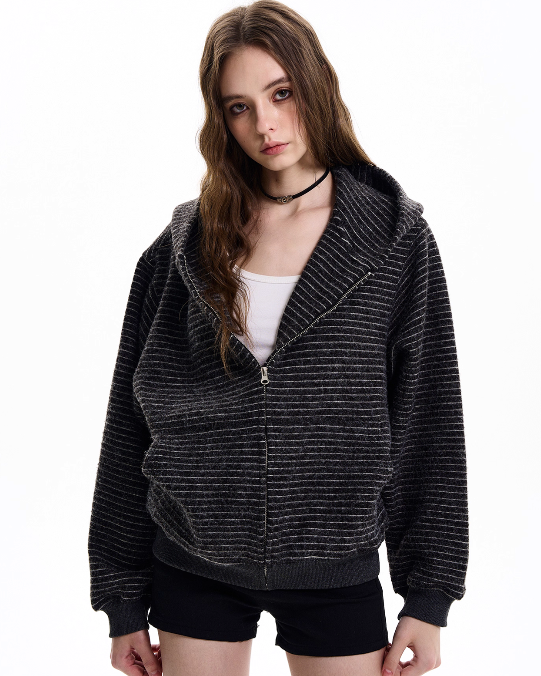 Thin Striped Zip-Up Hoodie MAD0005