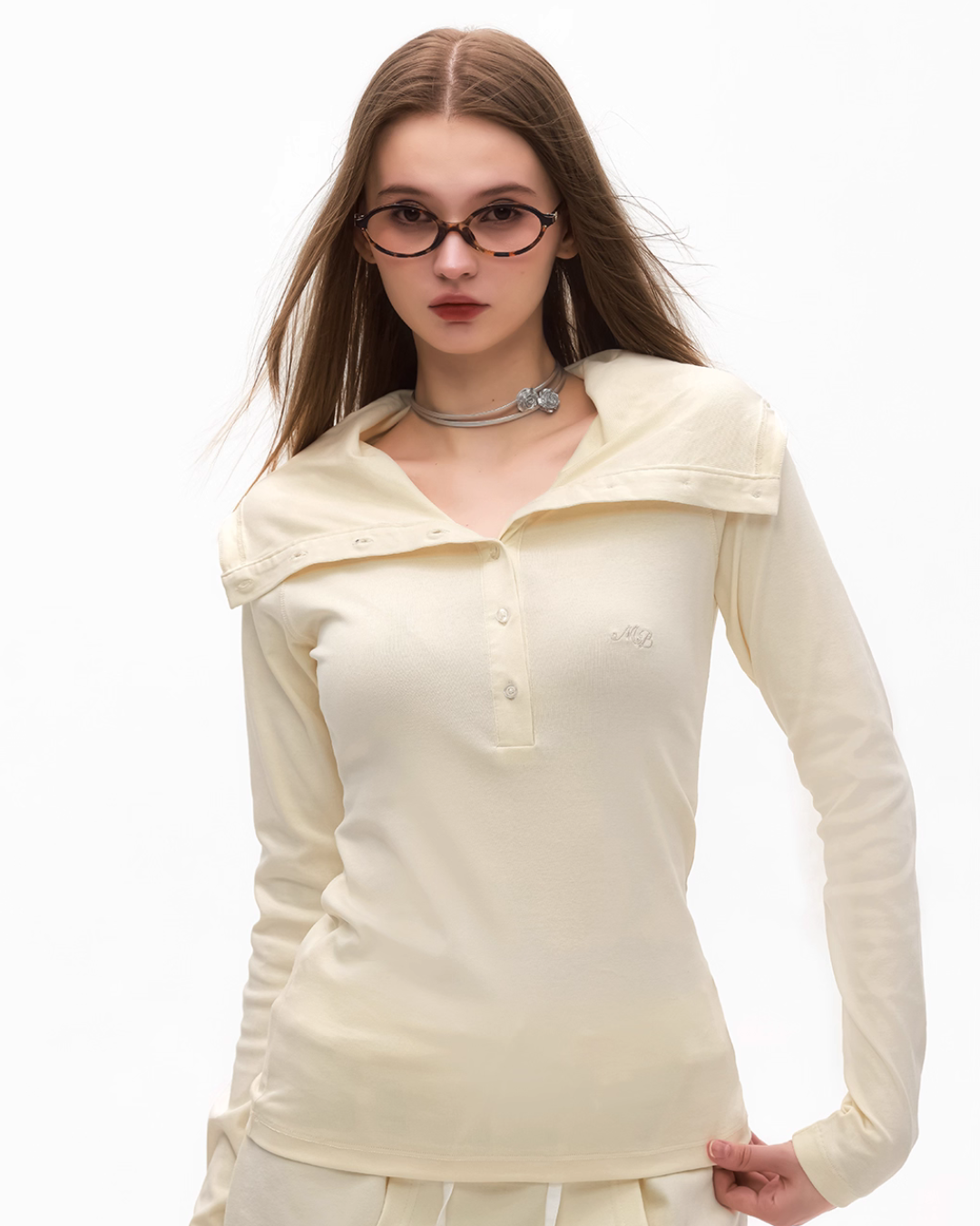 Half Button Long Sleeve Top MDB0003