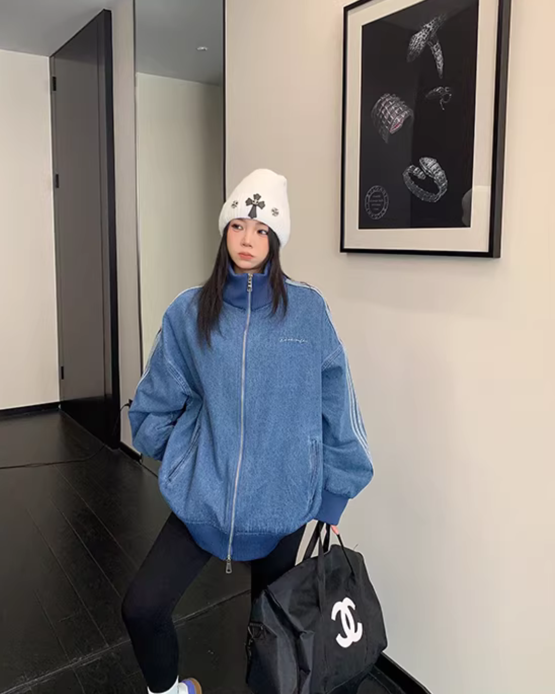 Sideline Denim Track Jacket YLS1017