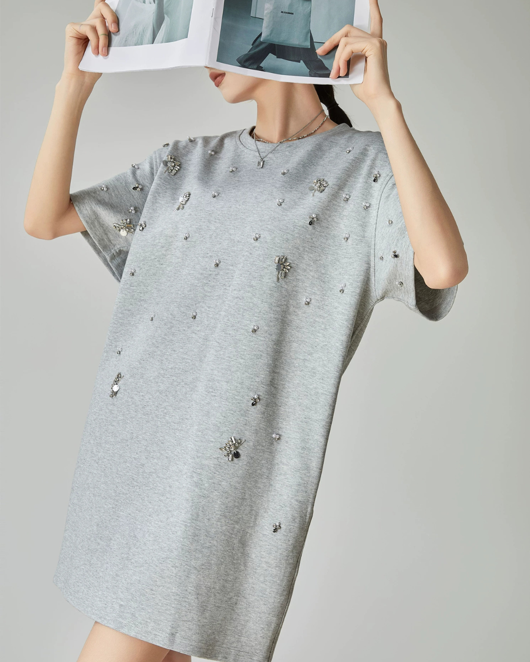 Rhinestone T-shirt Dress FER0124
