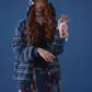 Striped Cat Ear Hoodie / Layered-Style Design Shirt ASG0076
