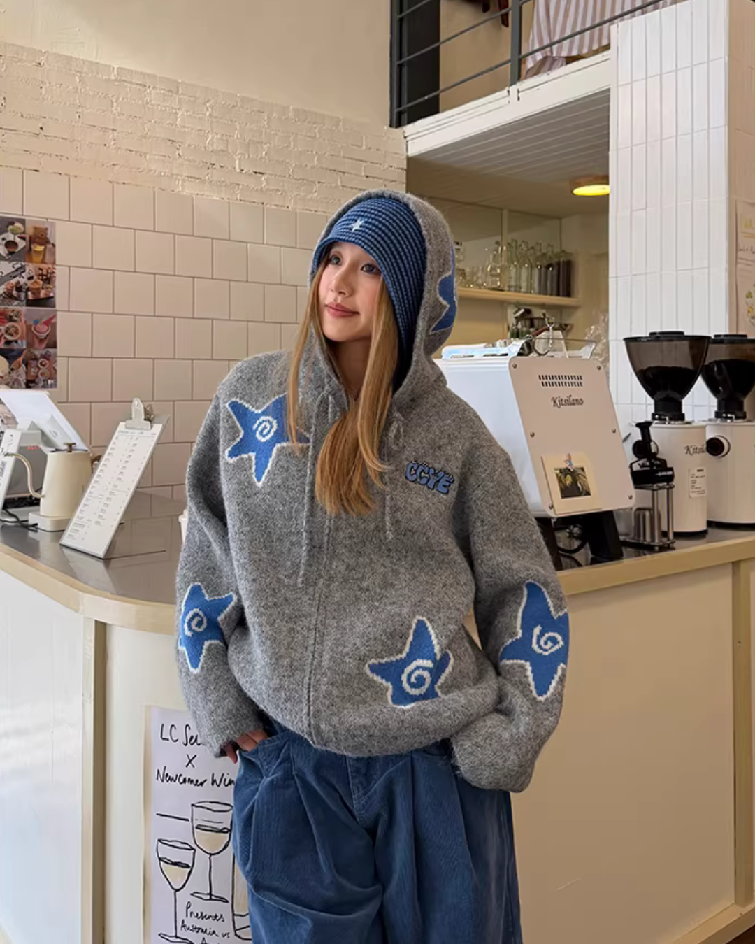 Star Hoodie Knit Jacket CYE0094