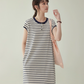 Striped Round Neck T-Shirt Dress AMU0037