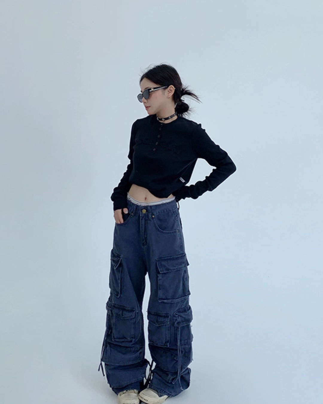 Pocket Design Wide Cargo Pants YLS0889