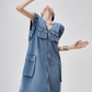 V-Neck Sleeveless Denim Dress FER0115