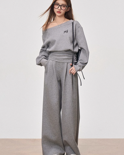 One Shoulder Sweat Top / Wide Pants / Long Skirt WEO0002
