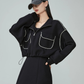 White Piping Half-Zip Top / Sleeveless Dress FER0297
