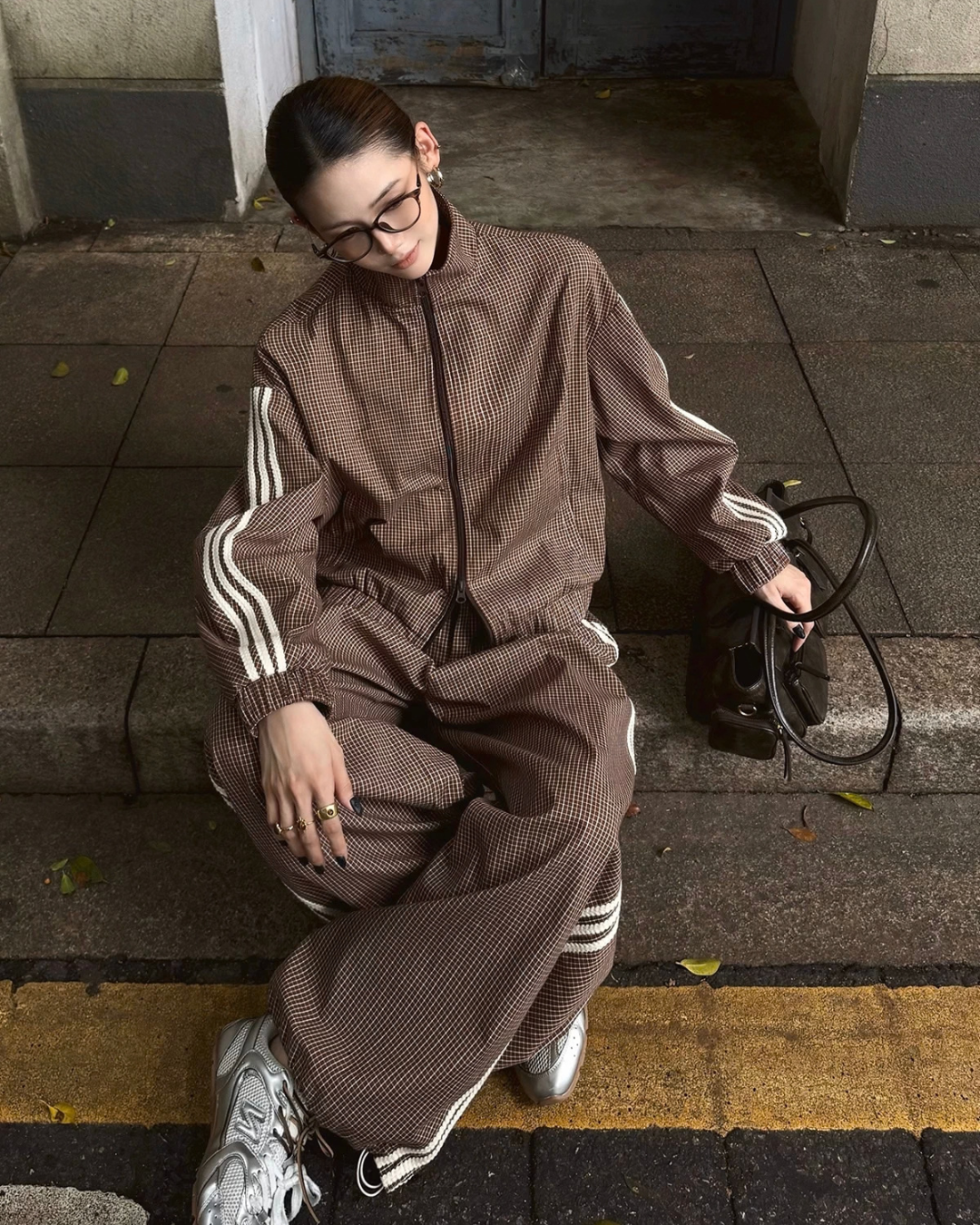 Vintage Plaid Stand Collar Jacket / Casual Pants WWP0017