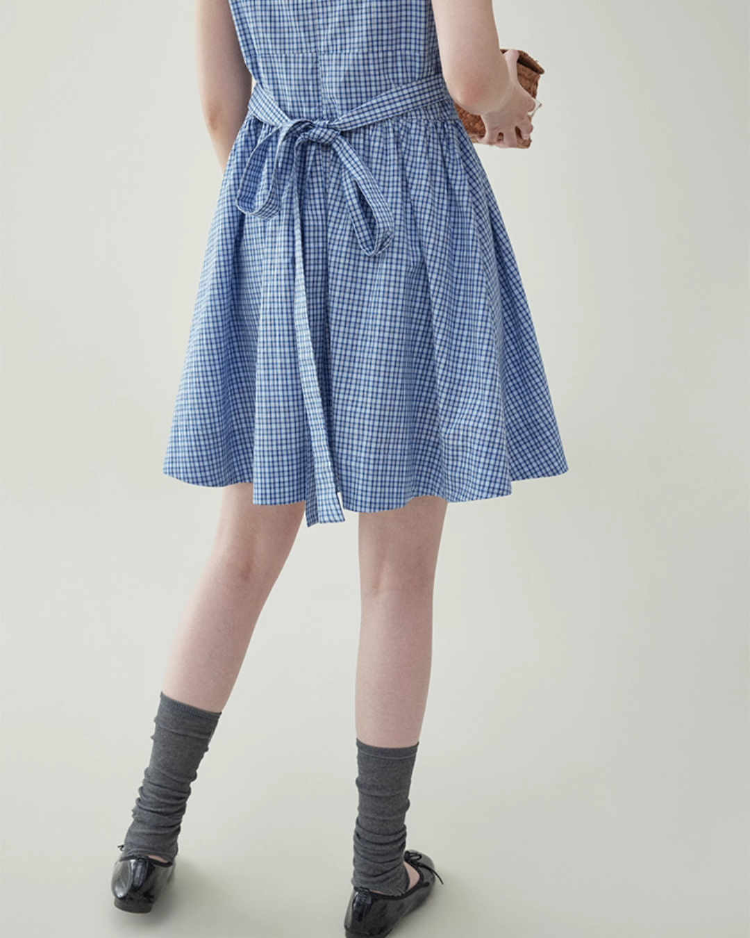 Blue Plaid Sleeveless Collar Dress AMU0031