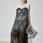 Lace Tulle Docking Sleeveless Dress FER0138