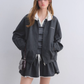 Lace Collar Zip Jacket / Flared Mini Skirt ASG0084