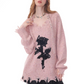 Front Rose Design Loose Knit ZZF0342