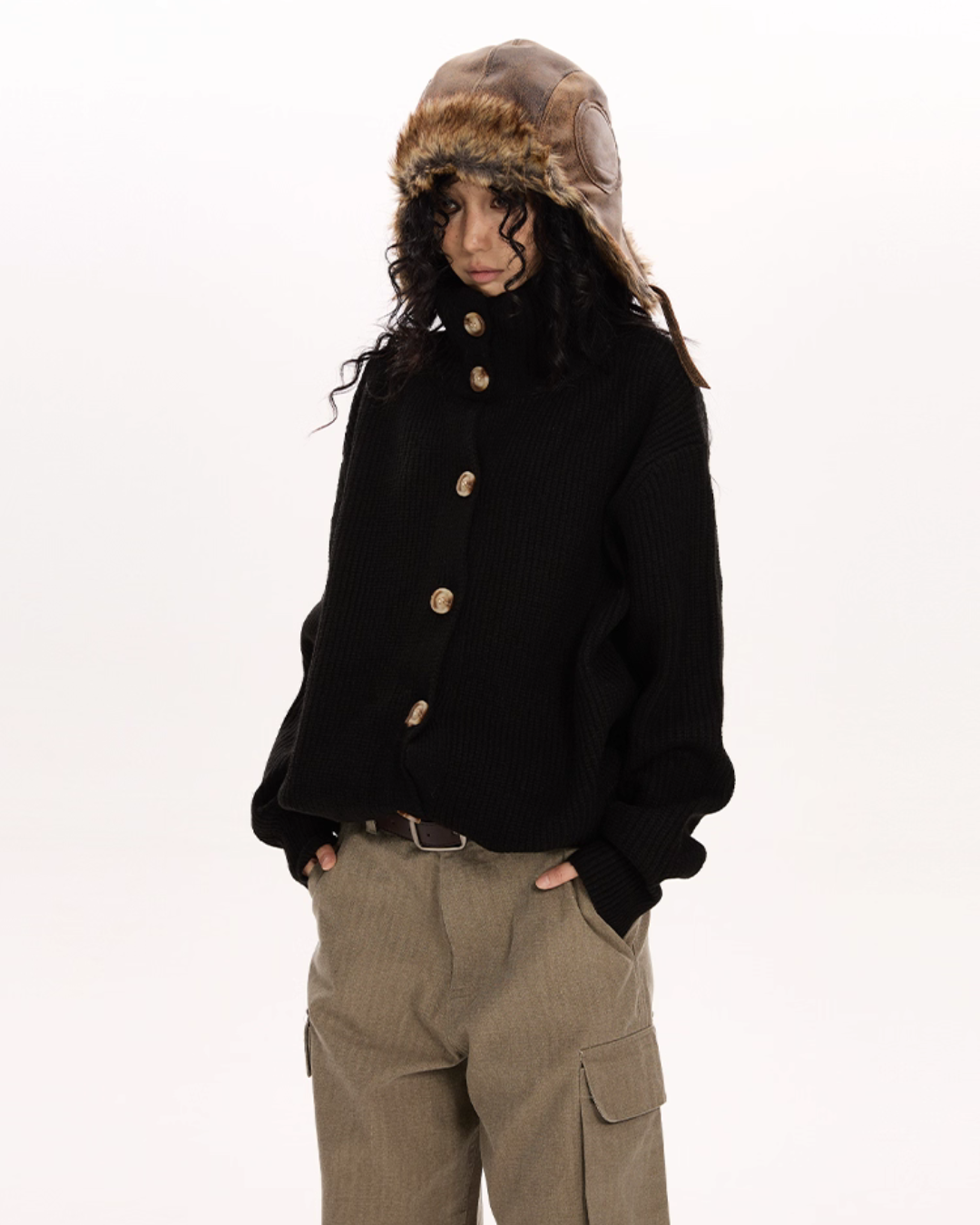 Stand Collar Knit Cardigan VAT0009