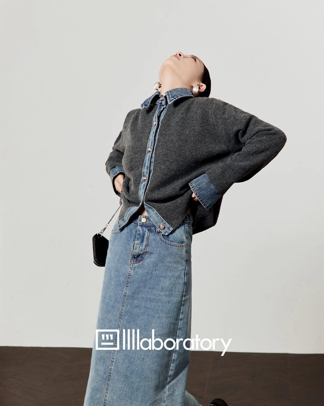 Denim Shirt Docking Knit LLA0561