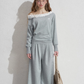 Frill Off-Shoulder Sweat Top / Wide Sweat Pants NEP0001