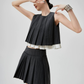 Cropped Striped Sleeveless / Box Pleat Skirt FER0315