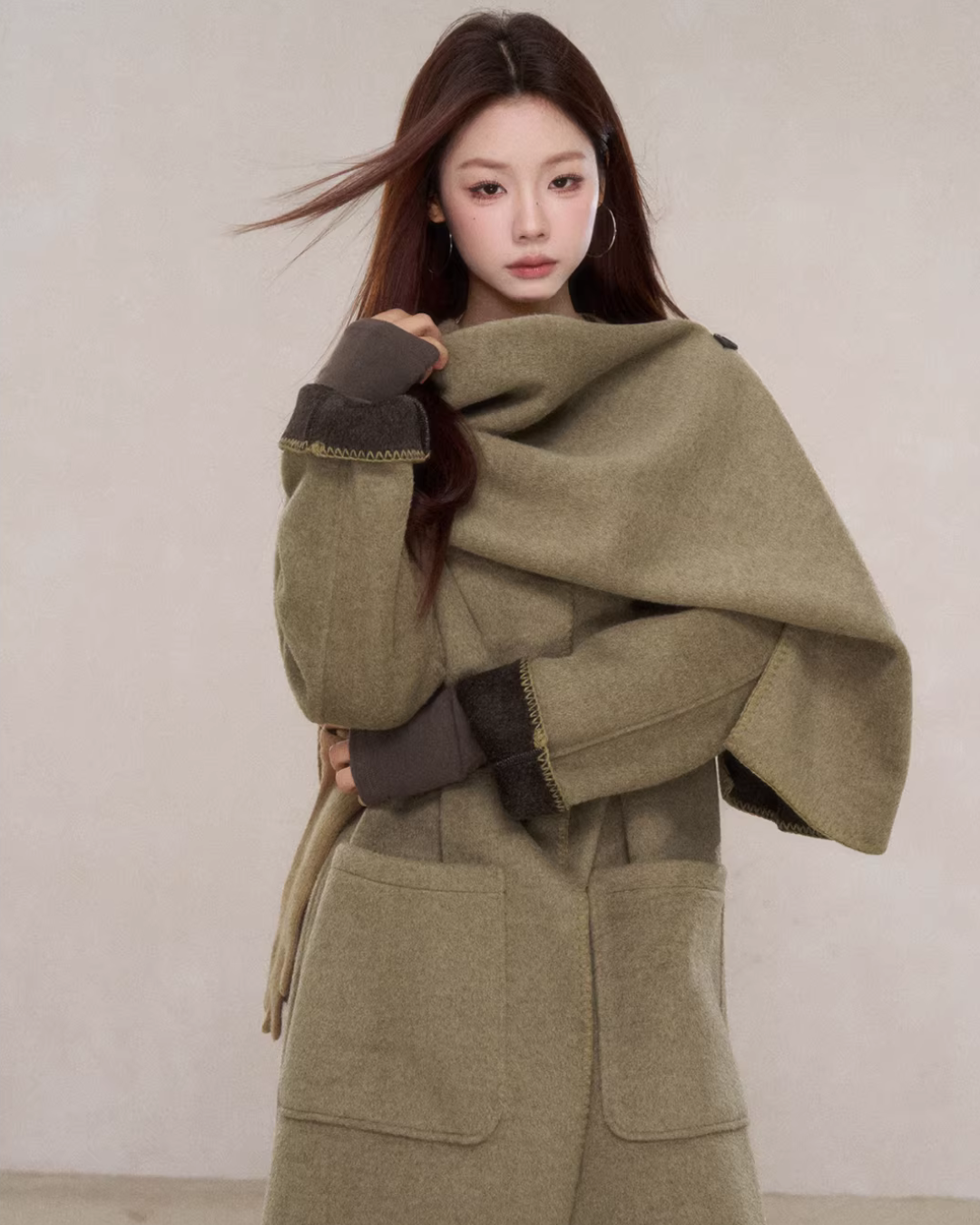 Scarf Collar Wool Coat WDB0004