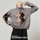Argyle Knit Top / Navy Pleated Skirt LLA0560