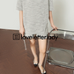 Gray Chiffon Short Sleeve Tops / Short Pants LLA0449