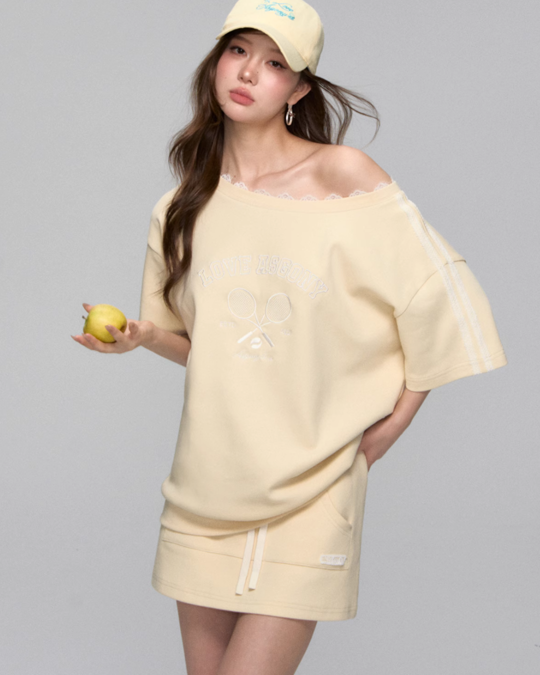 One Shoulder Sweat Top / Sweat Mini Skirt ASG0044