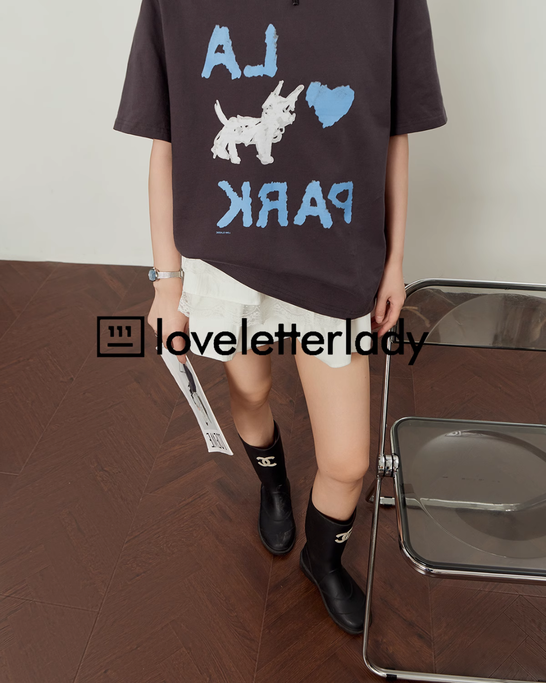 Puppy Short Sleeve Crew Neck Top LLA0441