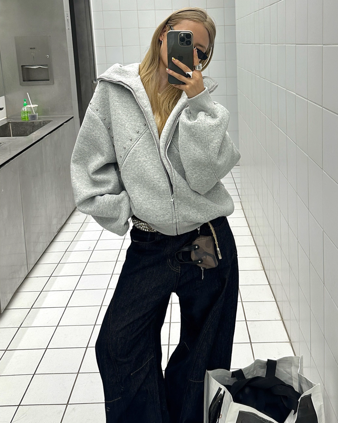 Ear Hood Long Sleeve Zip Hoodie BLB0031