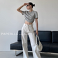 Drost Cropped Tops / High Waisted Wide Sweatpants PPR0004