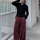 Plaid Straight Wide Pants SXI0011