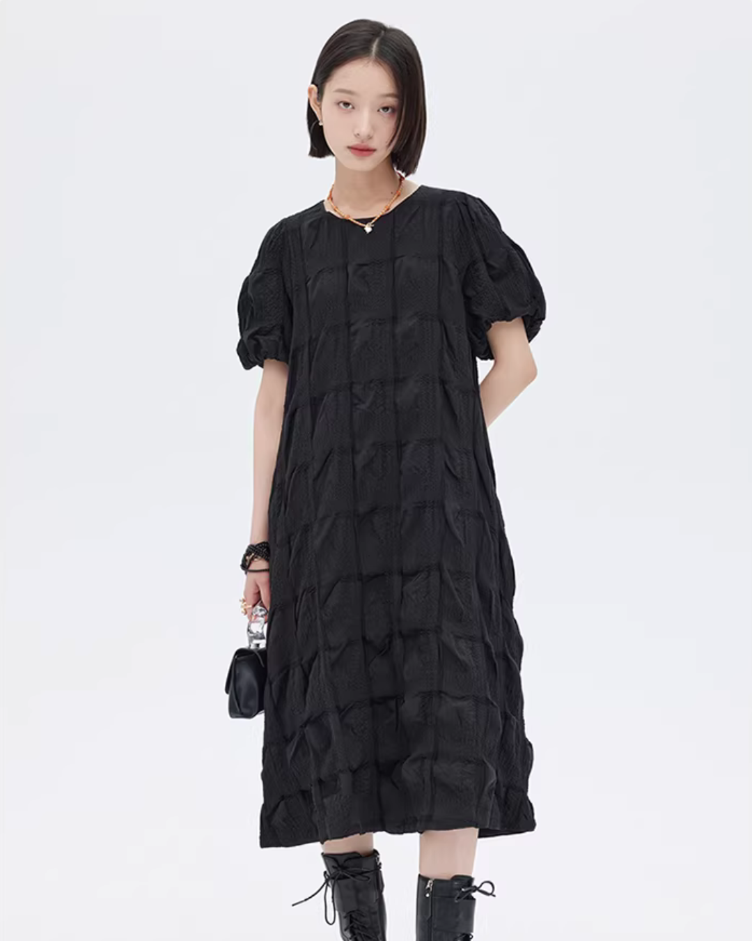 Gathered Frill Long Dress SHN0053