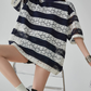 Sheer Lace Border Oversized T-Shirt FER0237