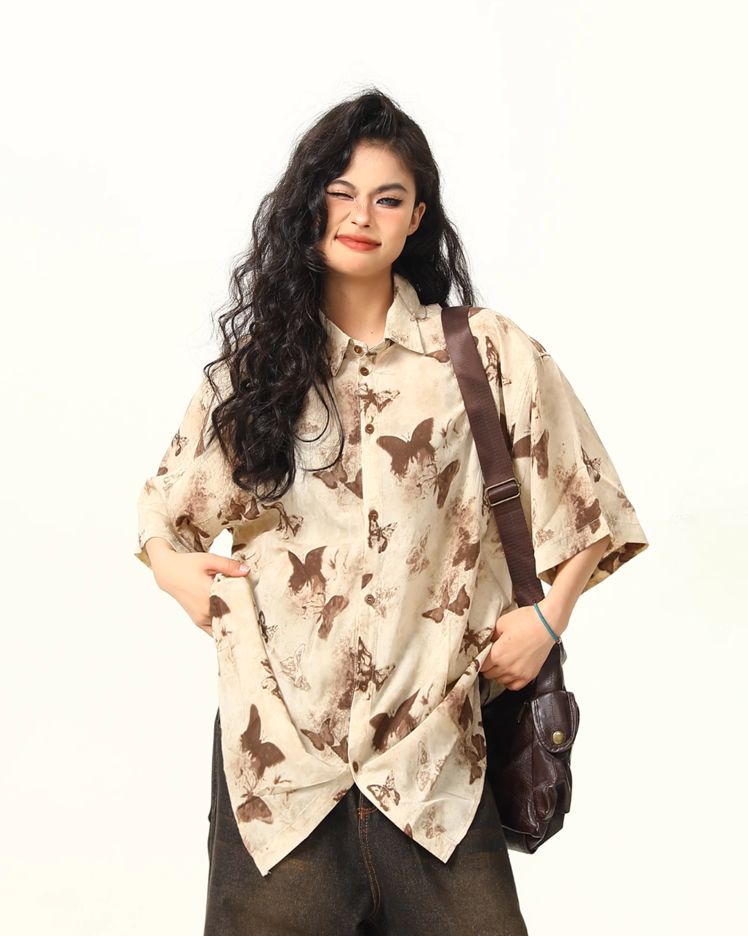 Vintage Butterfly Print Shirt WDZ0013