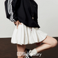 Side Line Black Top / Balloon Skirt Pants LLA0518