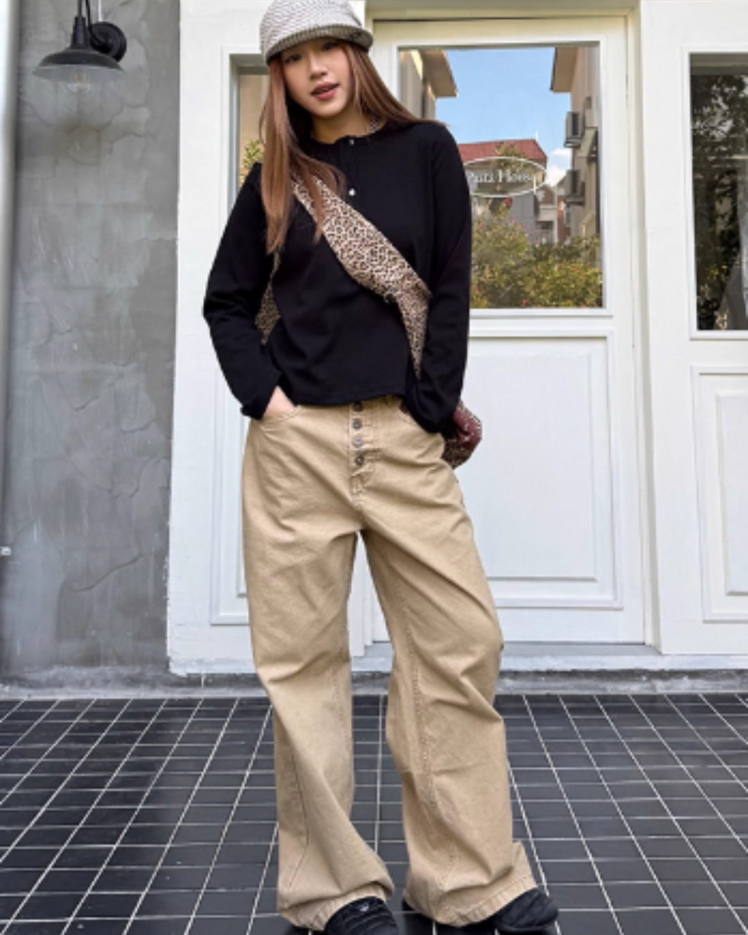 Straight Loose Button Work Pants CYE0019